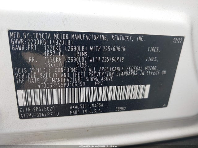 4T3E6RFV5PU106350 Toyota Rav4 Hybrid Xse