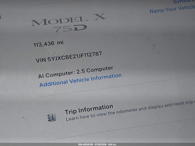 Tesla Model X 100d/75d/p100d 2018 5YJXCBE21JF112787 Image 15