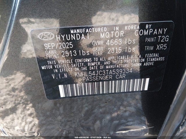 Aukcja sprzedaży 2026 Hyundai Sonata N Line, vin: KMHL54JC3TA539334, numer aukcji: 45538236