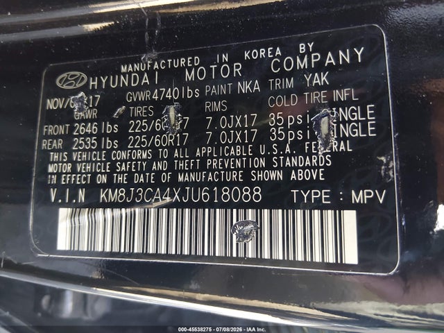 Hyundai Tucson Sel Plus 2018 KM8J3CA4XJU618088 Image 9