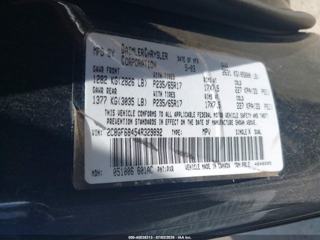 45538313 :رقم المزاد ، 2C8GF68454R329892 vin ، 2004 Chrysler Pacifica مزاد بيع