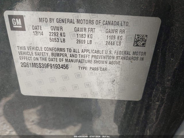 Продажа на аукционе авто 2015 Cadillac Xts Luxury, vin: 2G61M5S39F9193456, номер лота: 45538349