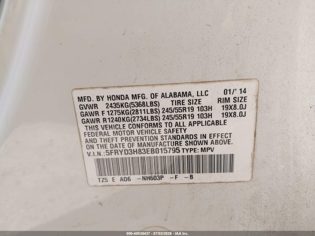 Acura Mdx Advance Pkg W/entertainment Pkg 2014 5FRYD3H83EB015795 Image 9