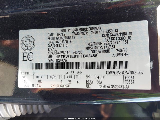 Ford F-150 Xlt 2015 1FTEW1E81FFB02485 Image 9