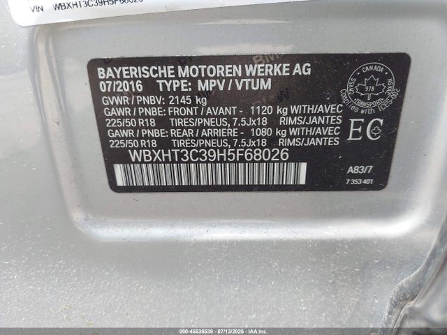 Продаж на аукціоні авто 2017 Bmw X1 Xdrive28i, vin: WBXHT3C39H5F68026, номер лоту: 45538539