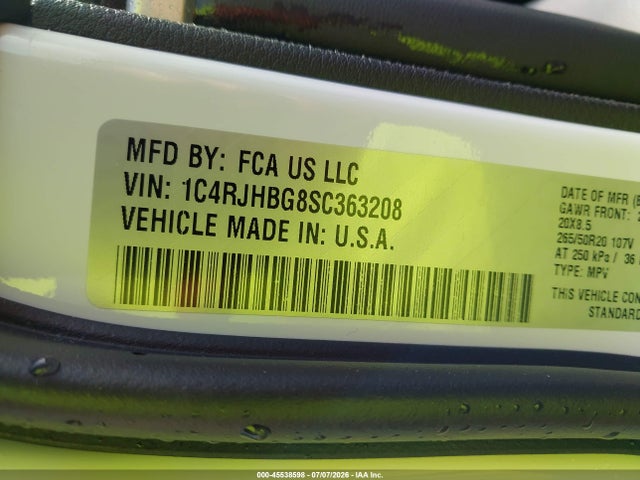 Продаж на аукціоні авто 2025 Jeep Grand Cherokee Limited 4x4, vin: 1C4RJHBG8SC363208, номер лоту: 45538598