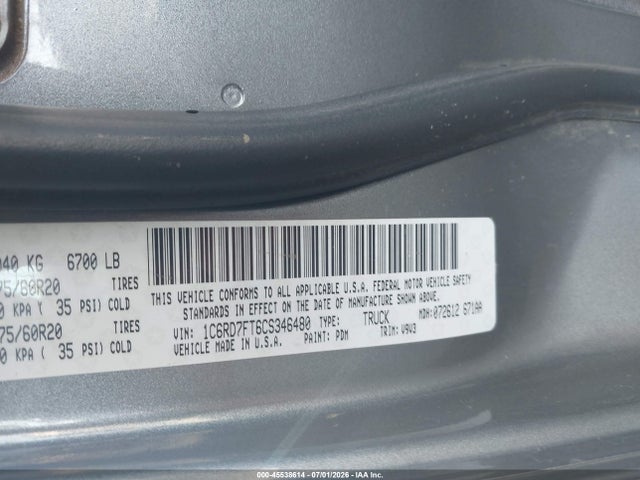 Продаж на аукціоні авто 2012 Ram 1500 Express, vin: 1C6RD7FT6CS346480, номер лоту: 45538614