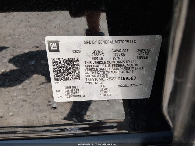 Aukcja sprzedaży 2020 Cadillac Xt5 Fwd Premium Luxury, vin: 1GYKNCRS8LZ199583, numer aukcji: 45538622