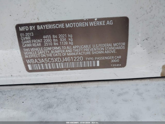 Продаж на аукціоні авто 2013 Bmw 328i, vin: WBA3A5C5XDJ461220, номер лоту: 45538663