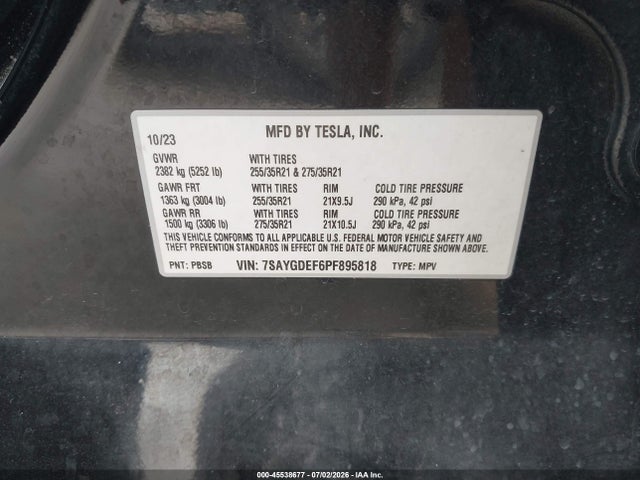 7SAYGDEF6PF895818 Tesla Model Y Performance Dual Motor All-wheel Drive