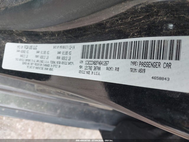 45538708 :رقم المزاد ، 1C3CCCAB2FN641267 vin ، 2015 Chrysler 200 Limited مزاد بيع