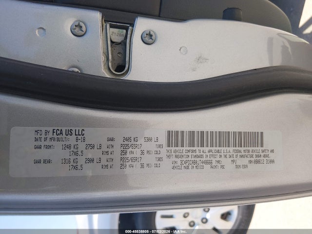 45538805 :رقم المزاد ، 3C4PDCAB0JT448666 vin ، 2018 Dodge Journey Se مزاد بيع
