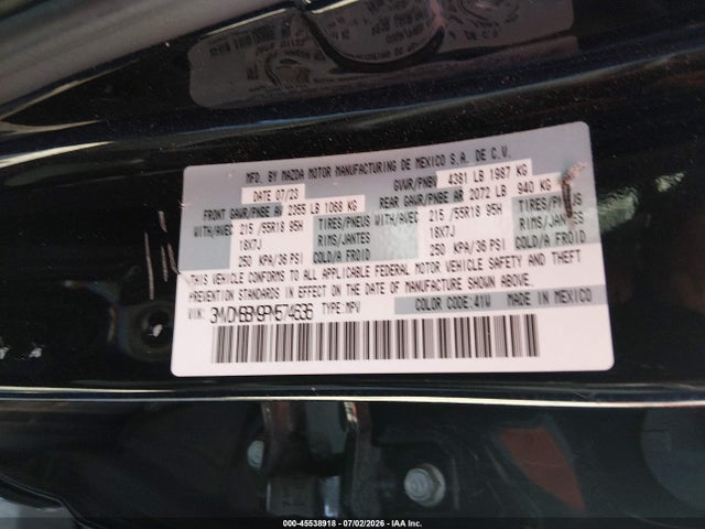 45538918 :رقم المزاد ، 3MVDMBBM9PM574636 vin ، 2023 Mazda Cx-30 2.5 S Select مزاد بيع