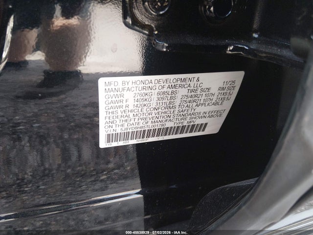 2026 Acura Mdx Type S Advance Package მანქანა იყიდება აუქციონზე, vin: 5J8YD8H85TL001780, აუქციონის ნომერი: 45538929