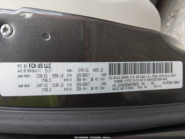 Dodge Grand Caravan Se 2017 2C4RDGBG6HR789576 Image 9