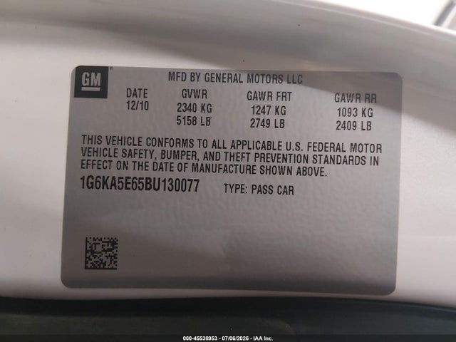Продажа на аукционе авто 2011 Cadillac Dts Standard, vin: 1G6KA5E65BU130077, номер лота: 45538953
