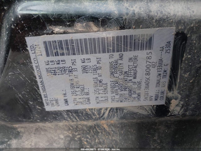 45538973 :رقم المزاد ، 5N1BT3BA0SC800785 vin ، 2025 Nissan Rogue Sv Fwd مزاد بيع