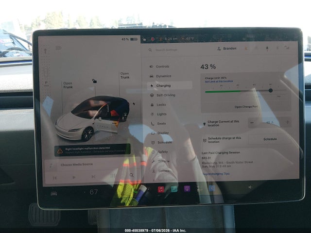 45538979 :رقم المزاد ، 5YJ3E1EA9SF048364 vin ، 2025 Tesla Model 3 Long Range Rear-wheel Drive/standard Rear-wheel Drive مزاد بيع
