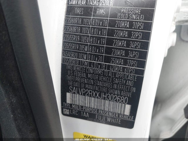 Продаж на аукціоні авто 2018 Land Rover Range Rover Evoque Se/se Premium, vin: SALVP2RXXJH302680, номер лоту: 45539066
