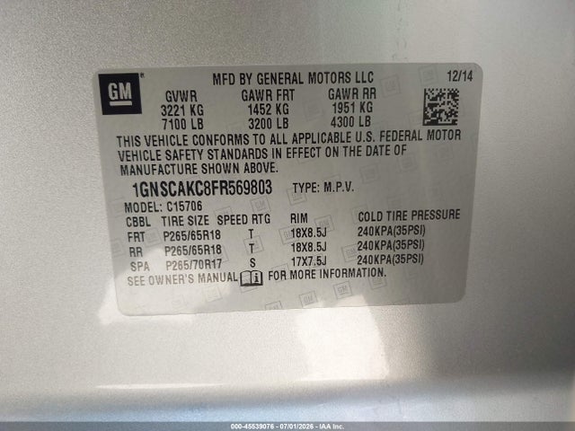 Chevrolet Tahoe Ls 2015 1GNSCAKC8FR569803 Image 9