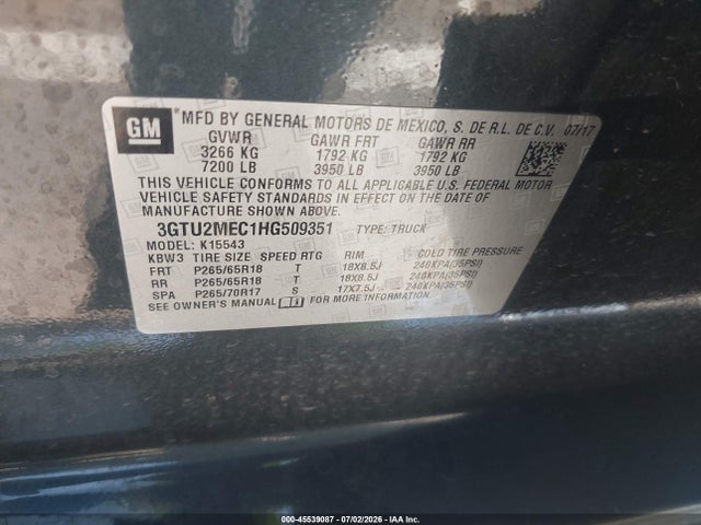 GMC Sierra 1500 Sle 2017 3GTU2MEC1HG509351 Image 9