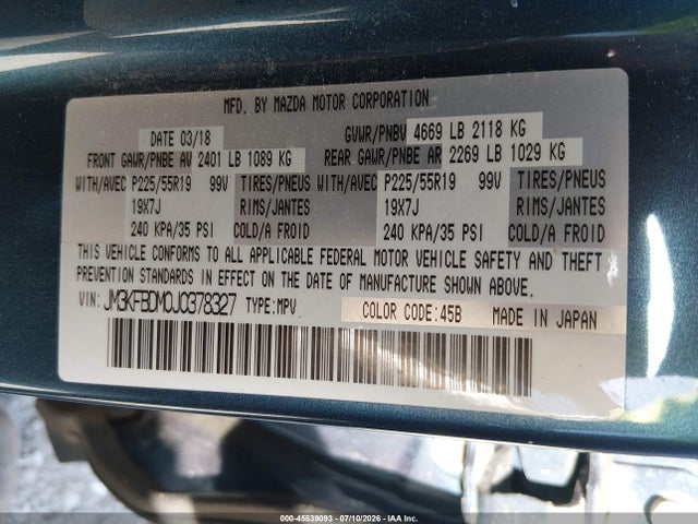 Mazda Cx-5 Grand Touring 2018 JM3KFBDM0J0378327 Image 9