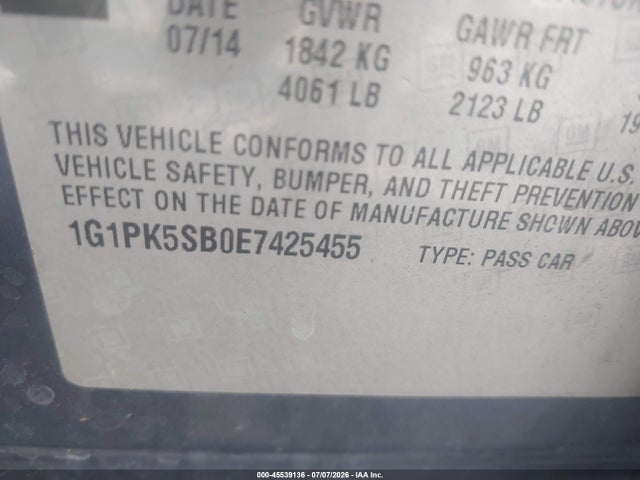 1G1PK5SB0E7425455 Chevrolet CRUZE LT