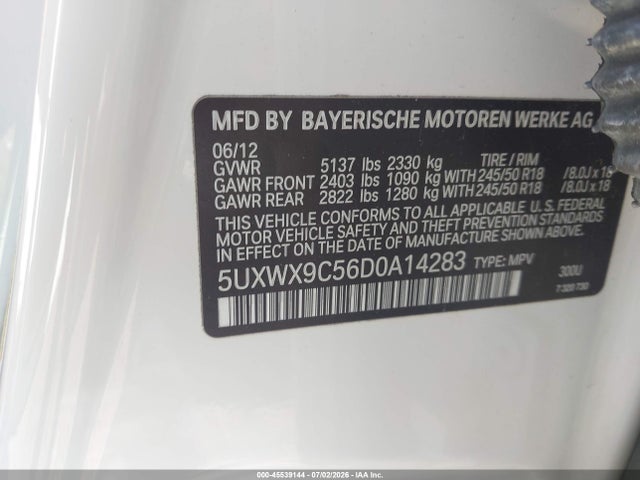 Продажа на аукционе авто 2013 Bmw X3 Xdrive28i, vin: 5UXWX9C56D0A14283, номер лота: 45539144