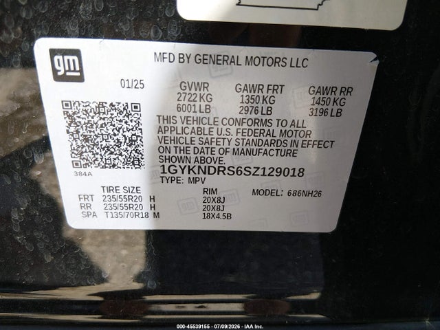 Aukcja sprzedaży 2025 Cadillac Xt5 Awd Premium Luxury, vin: 1GYKNDRS6SZ129018, numer aukcji: 45539155