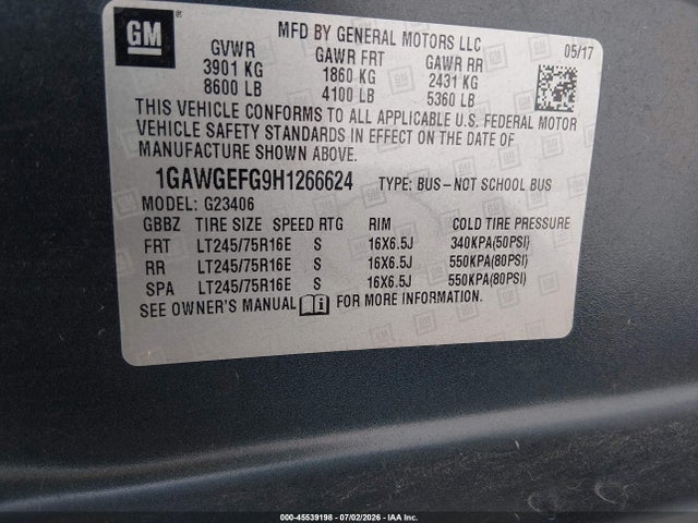 1GAWGEFG9H1266624 Chevrolet Express 2500 Ls