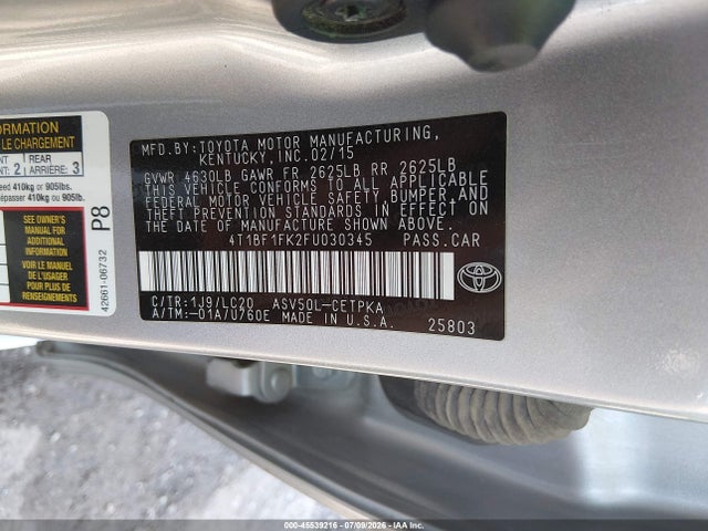 Toyota CAMRY XSE 2015 4T1BF1FK2FU030345 Image 9