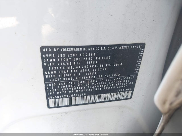 Продажа на аукционе авто 2020 Volkswagen Tiguan 2.0t Se/2.0t Se R-line Black/2.0t Sel, vin: 3VV3B7AXXLM029066, номер лота: 45539221