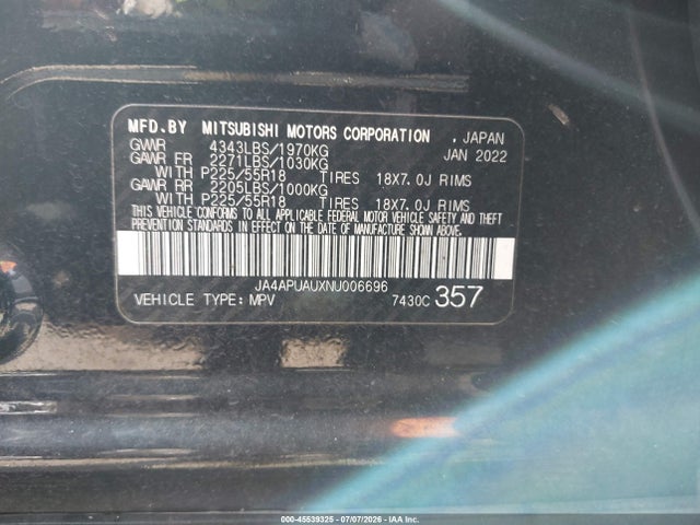 Продажа на аукционе авто 2022 Mitsubishi Outlander Sport 2.0 Be 2wd/2.0 Es 2wd/2.0 Le 2wd/2.0 S 2wd, vin: JA4APUAUXNU006696, номер лота: 45539325