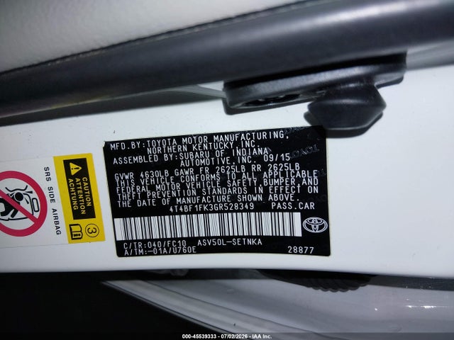 Toyota CAMRY LE 2016 4T4BF1FK3GR528349 Image 9