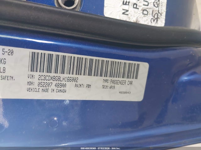 Aukcja sprzedaży 2020 Dodge Charger Sxt Rwd, vin: 2C3CDXBG8LH166002, numer aukcji: 45539369