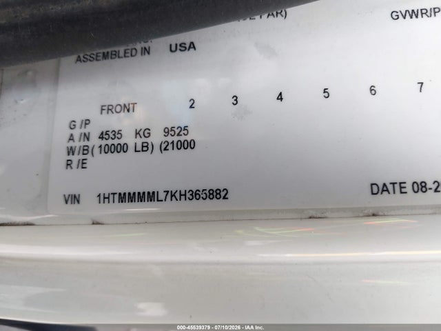 Aukcja sprzedaży 2019 International Durastar 4300, vin: 1HTMMMML7KH365882, numer aukcji: 45539379