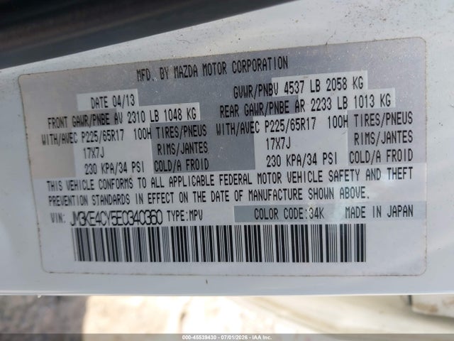 Aukcja sprzedaży 2014 Mazda Cx-5 Touring, vin: JM3KE4CY5E0340360, numer aukcji: 45539430