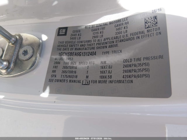 1GCHSBEA6G1312404 Chevrolet Colorado 2wd Wt