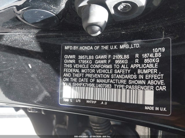 SHHFK7H98LU407083 Honda Civic Sport Touring