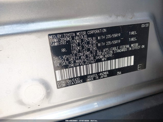 Toyota Rav4 Xle Premium 2020 JTMC1RFV5LJ021667 Image 9