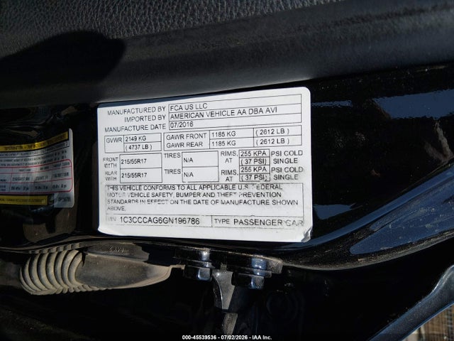 Aukcja sprzedaży 2016 Chrysler 200 Limited, vin: 1C3CCCAG6GN196786, numer aukcji: 45539536