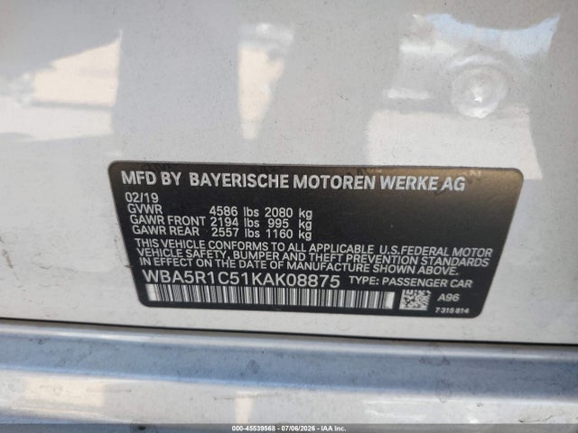WBA5R1C51KAK08875 BMW 330I