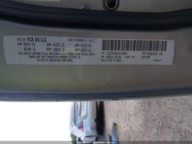 45539577 :رقم المزاد ، 2C3CDXHG8JH143534 vin ، 2018 Dodge Charger Sxt Plus Rwd مزاد بيع