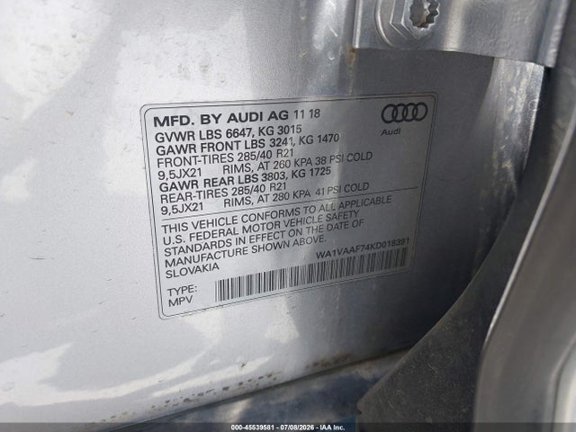 Audi Q7 55 Premium 2019 WA1VAAF74KD018391 Image 9