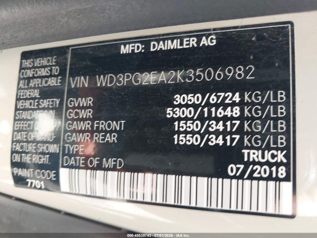 WD3PG2EA2K3506982 Mercedes-Benz Metris