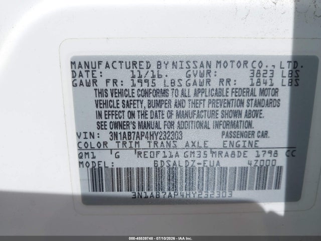 Nissan SENTRA SV 2017 3N1AB7AP4HY232303 Image 9