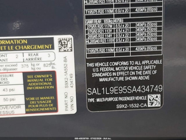 Продажа на аукционе авто 2025 Land Rover Range Rover Sport P530 Dynamic Se, vin: SAL1L9E95SA434749, номер лота: 45539789