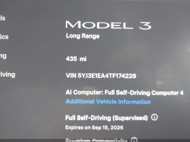 Aukcja sprzedaży 2026 Tesla Model 3 Premium Rear-wheel Drive/rear-wheel Drive, vin: 5YJ3E1EA4TF174228, numer aukcji: 45539801