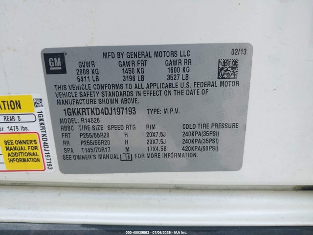 Продажа на аукционе авто 2013 Gmc Acadia Denali, vin: 1GKKRTKD4DJ197193, номер лота: 45539863