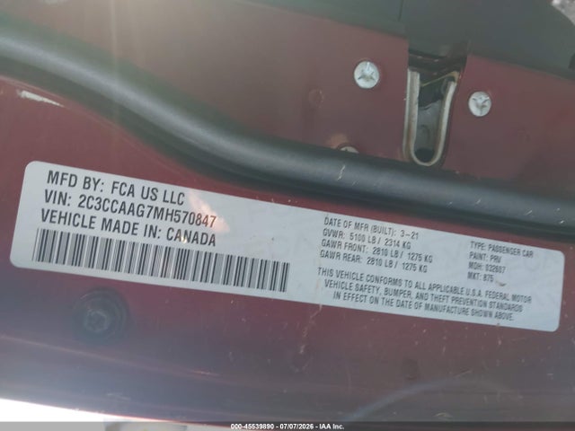 Aukcja sprzedaży 2021 Chrysler 300 Touring, vin: 2C3CCAAG7MH570847, numer aukcji: 45539890
